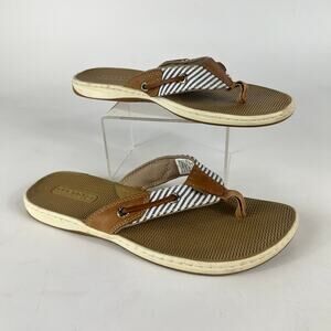 Sperry Top-Sider Womens 6.5M Shoes Sandals Flip Flops Flats Navy Nautical Stripe